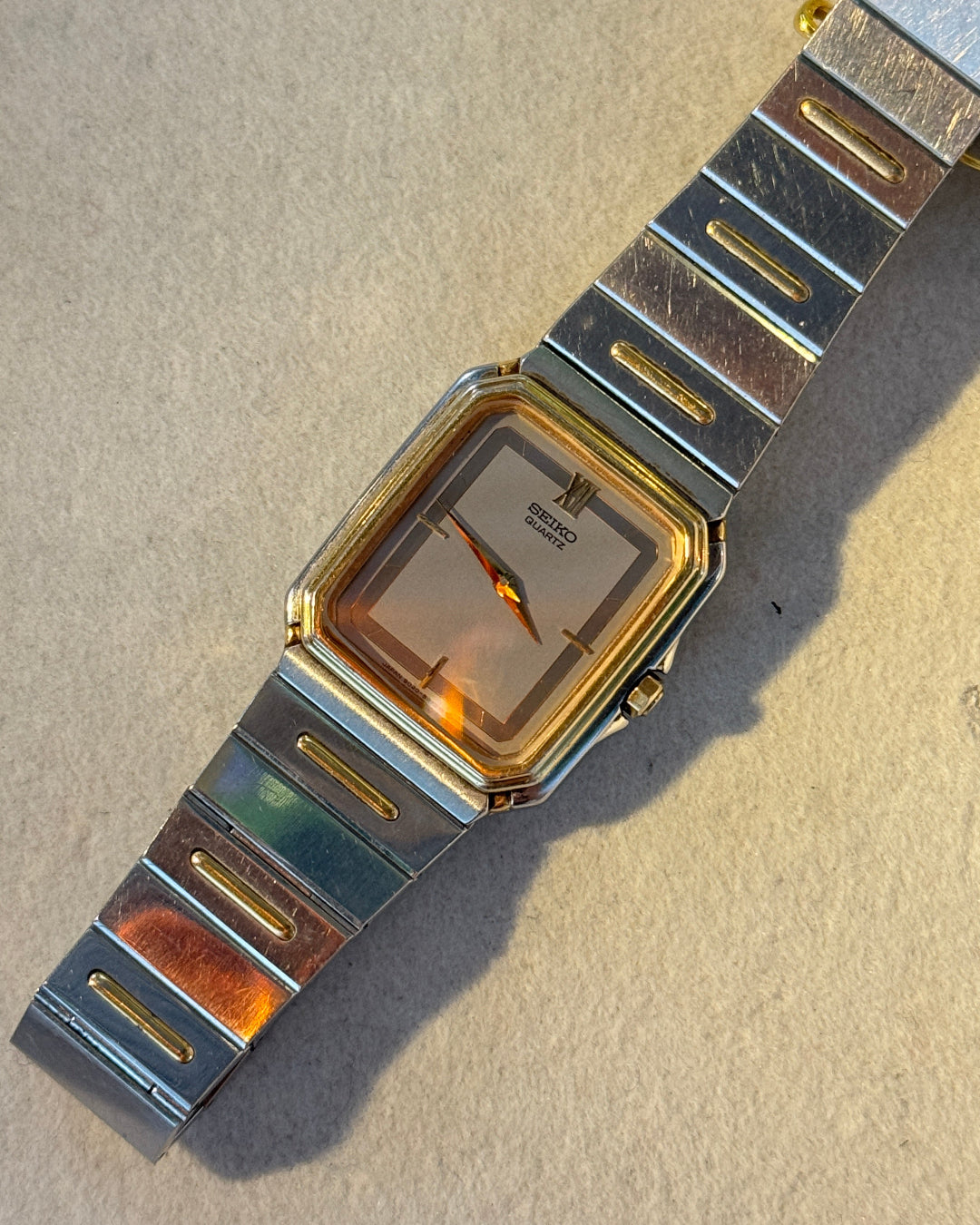 1983 Seiko two tone tank quartz watch 7320-5550