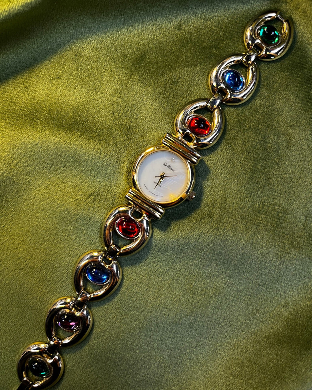 Vintage Le baron rainbow gem stone bracelet watch