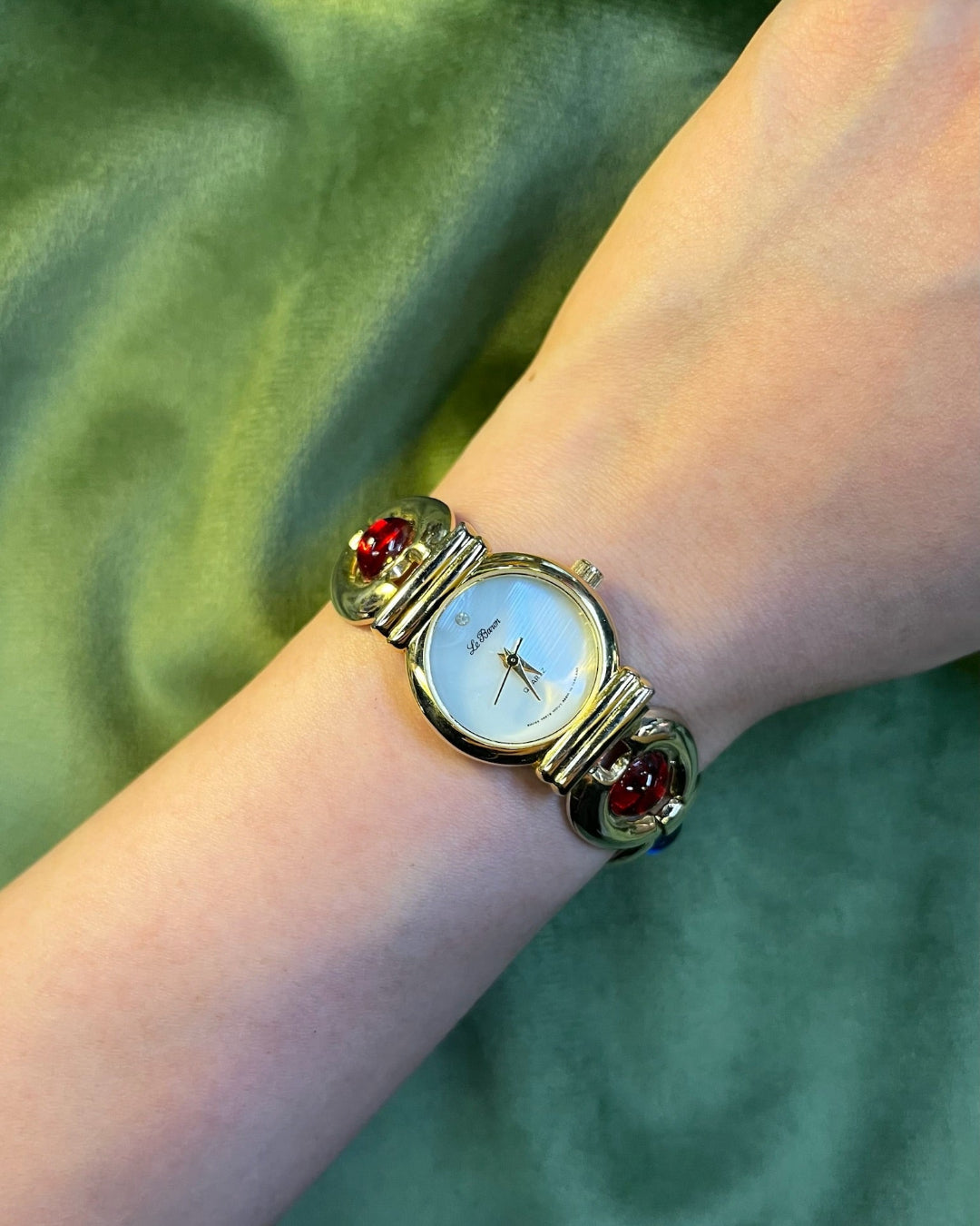 Vintage Le baron rainbow gem stone bracelet watch