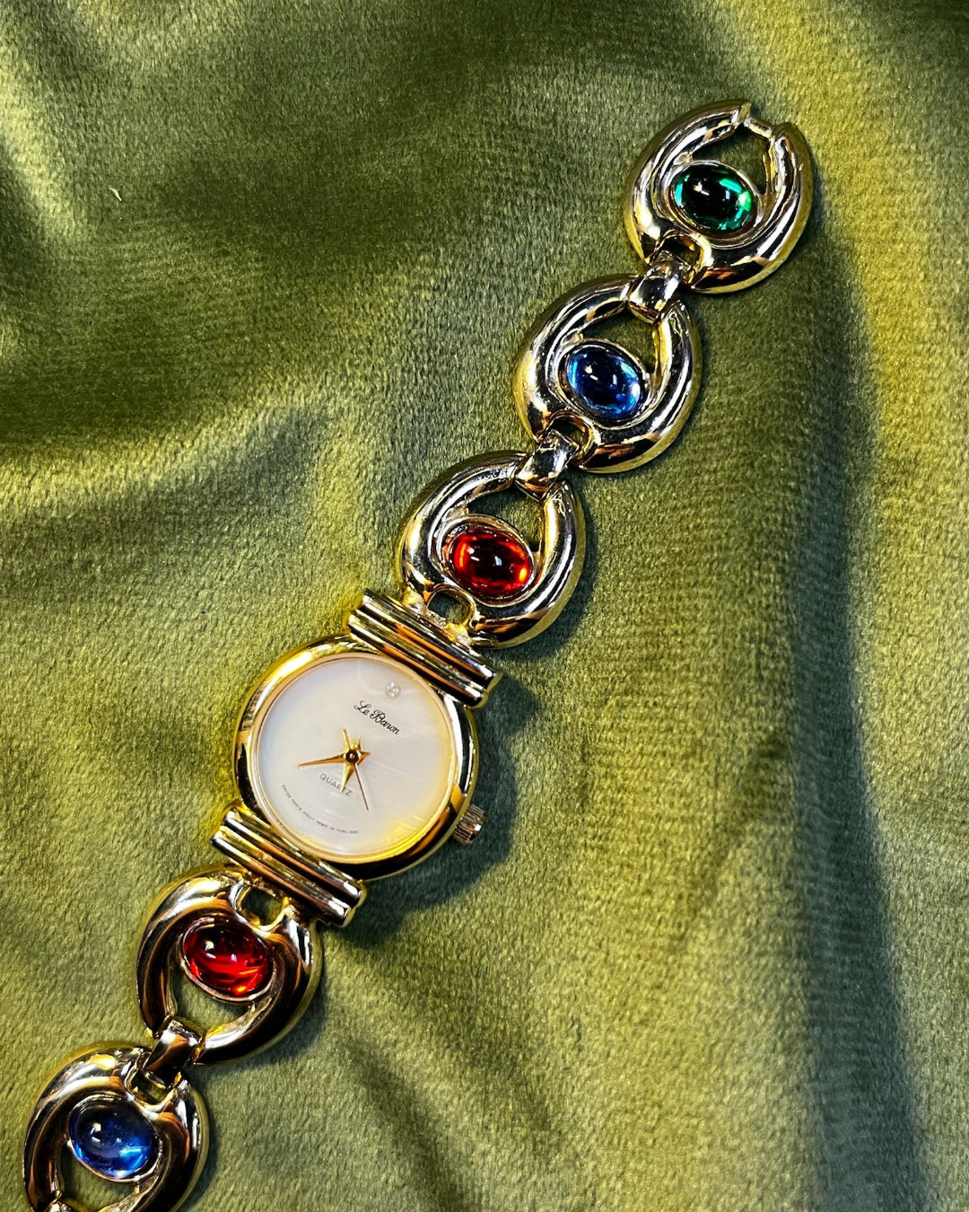 Vintage Le baron rainbow gem stone bracelet watch