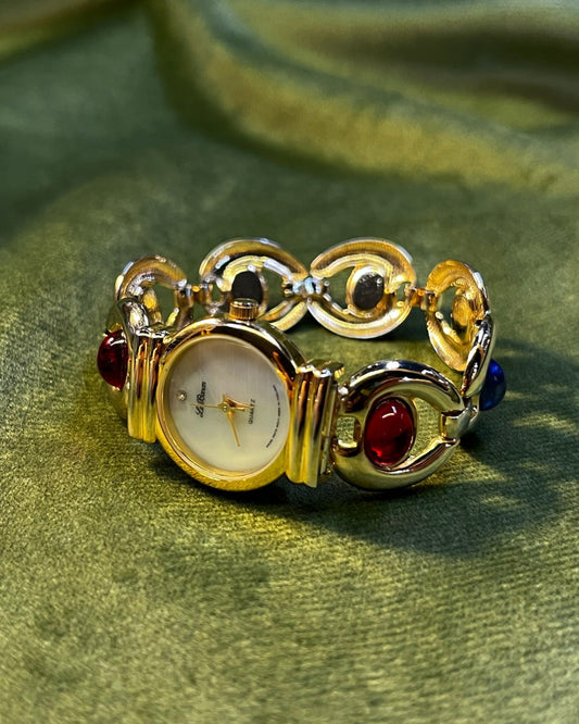 Vintage Le baron rainbow gem stone bracelet watch