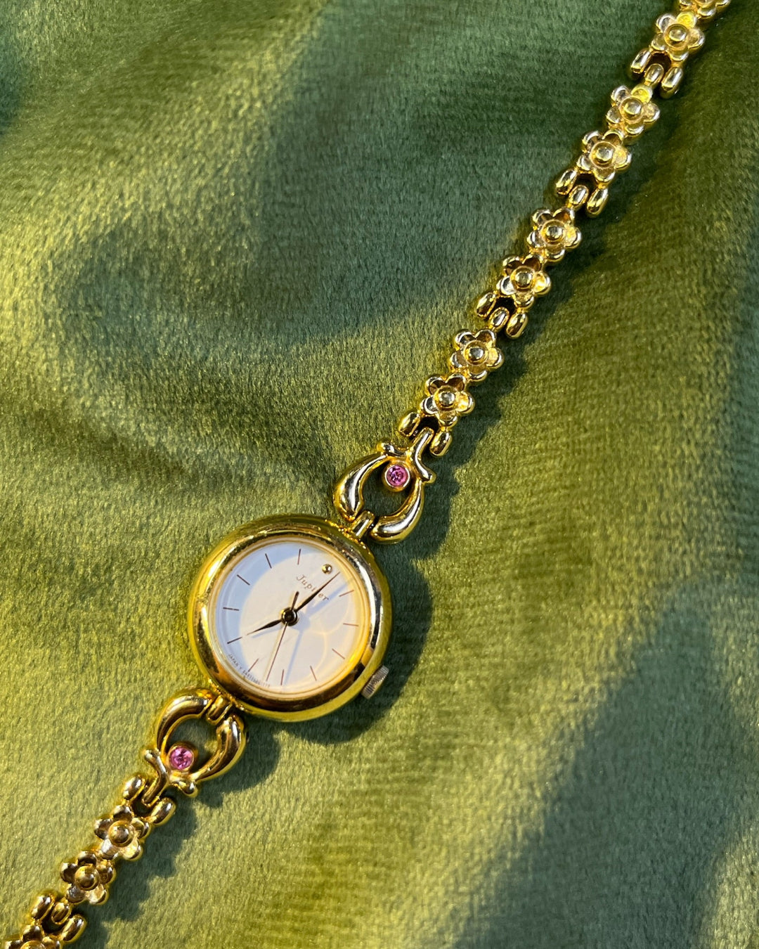 Vintage Orient jupiter pink rose gem stone bracelet watch
