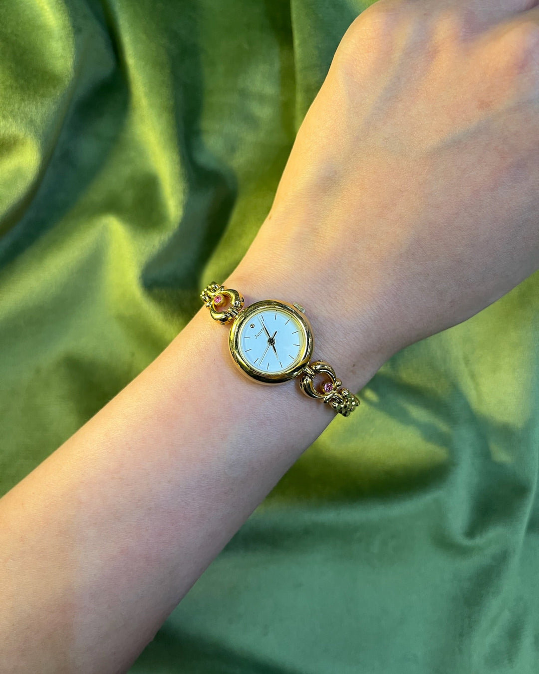 Vintage Orient jupiter pink rose gem stone bracelet watch