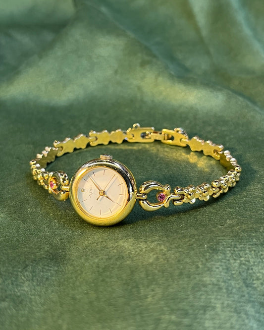 Vintage Orient jupiter pink rose gem stone bracelet watch