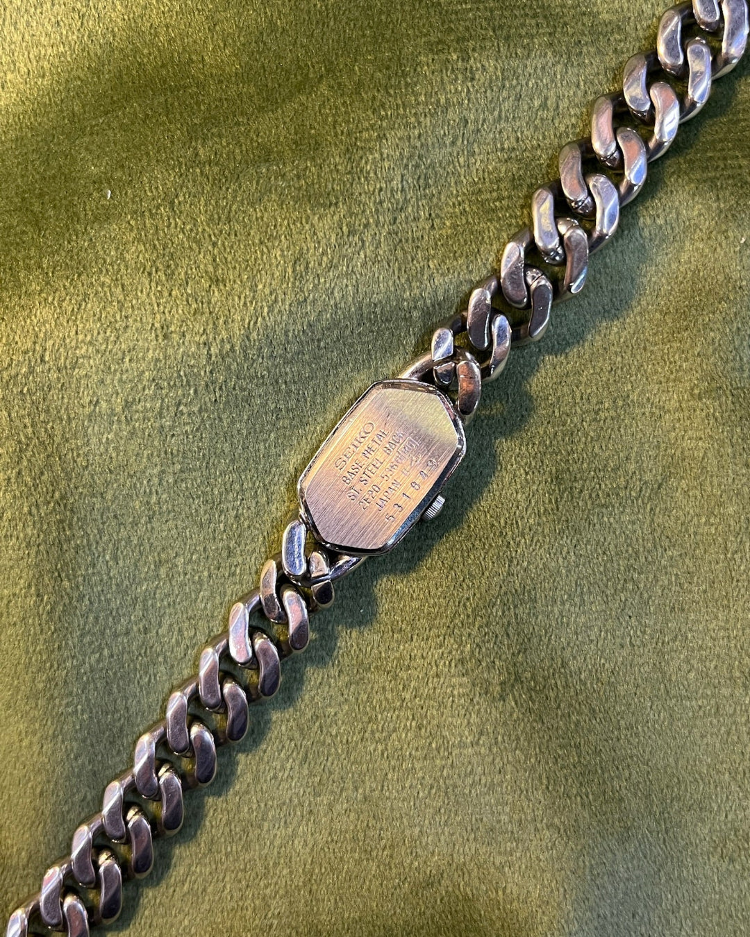 Vintage Seiko Cuban Chain silver hexagon watch
