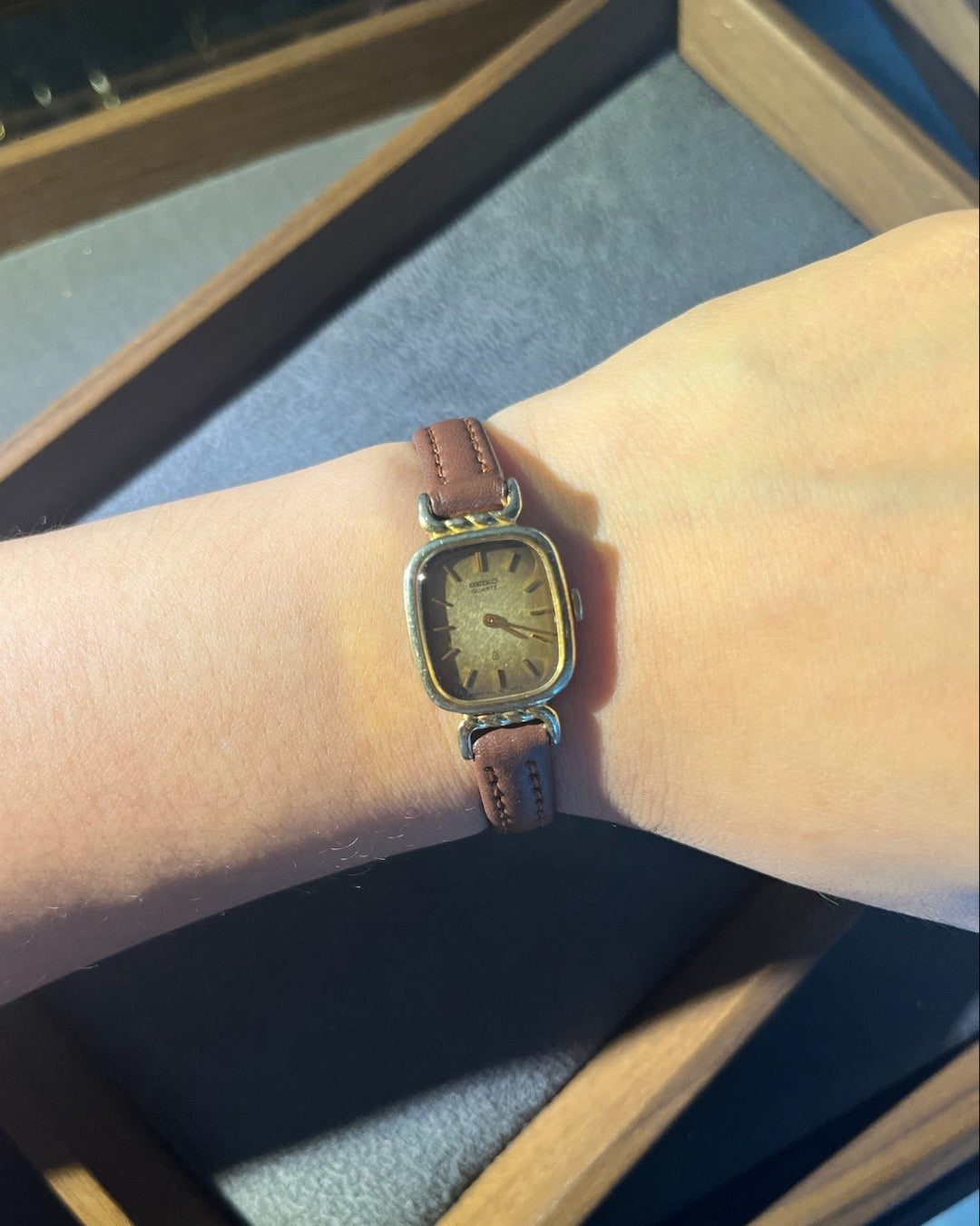 1989 Seiko small tank tropical face quartz watch