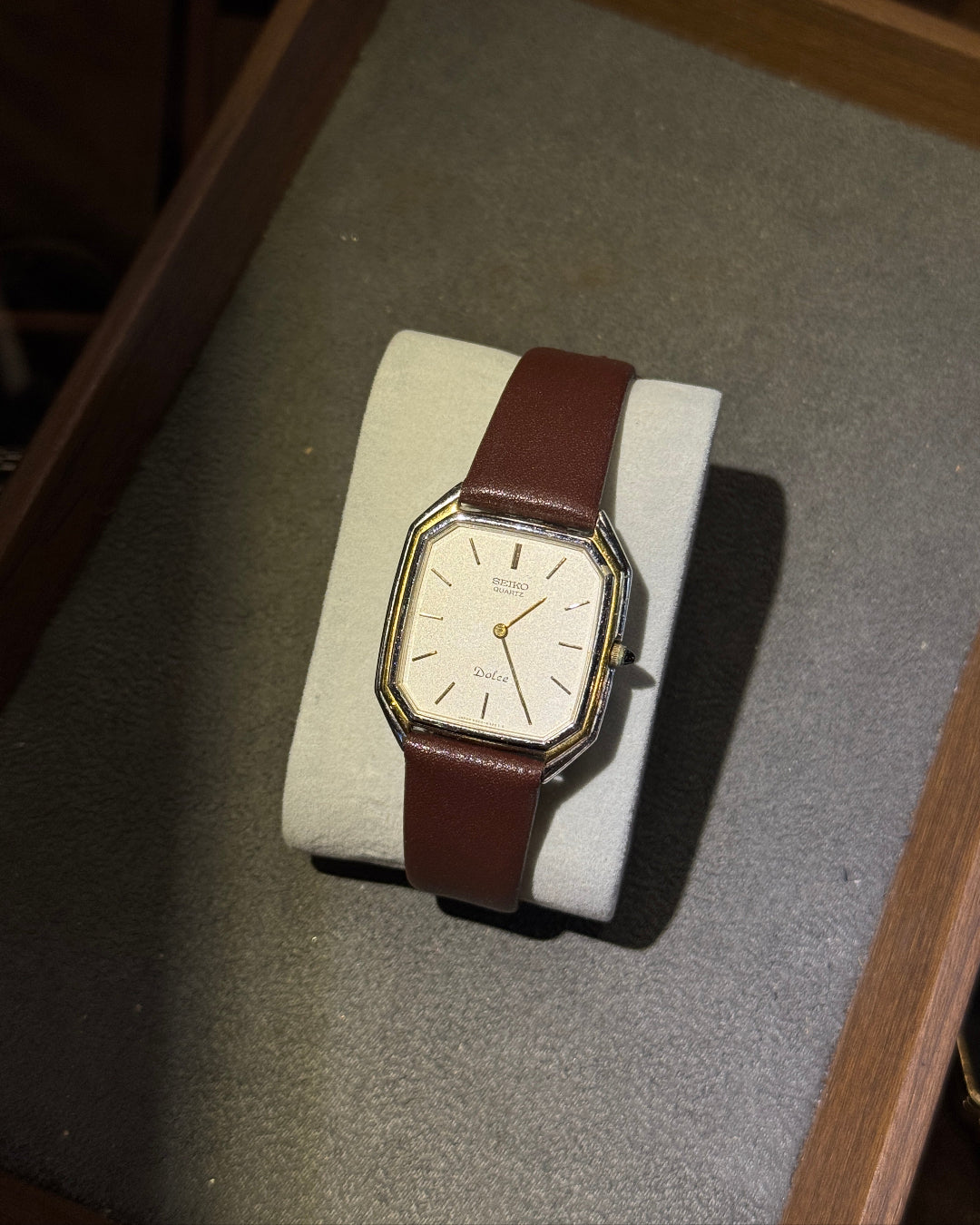 【 PDP】1986 Seiko dolce two tone octagon white dial quartz watch 6020-5930