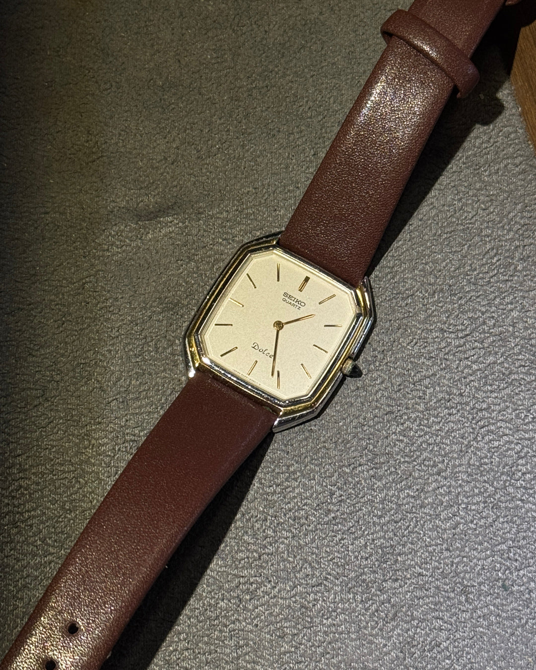 【 PDP】1986 Seiko dolce two tone octagon white dial quartz watch 6020-5930