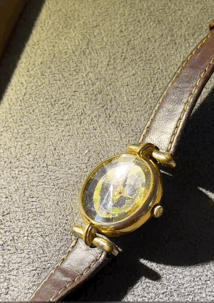 Fossil Diamond cut Prism Glass earth quartz watch