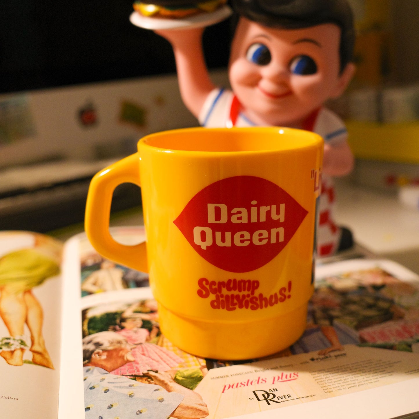 平替 Fire king ｜復古廣告 Dairy Queen 廣告牛奶杯 Stacking Mug