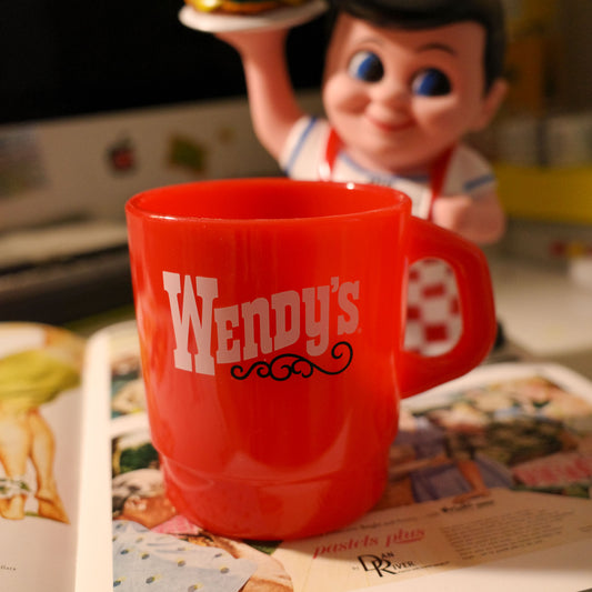 平替 Fire king ｜復古廣告 Wendy's 廣告牛奶杯 Stacking Mug