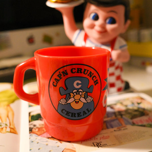 平替 Fire-king ｜復古廣告 Cap'n Crunch 廣告牛奶杯 Stacking Mug