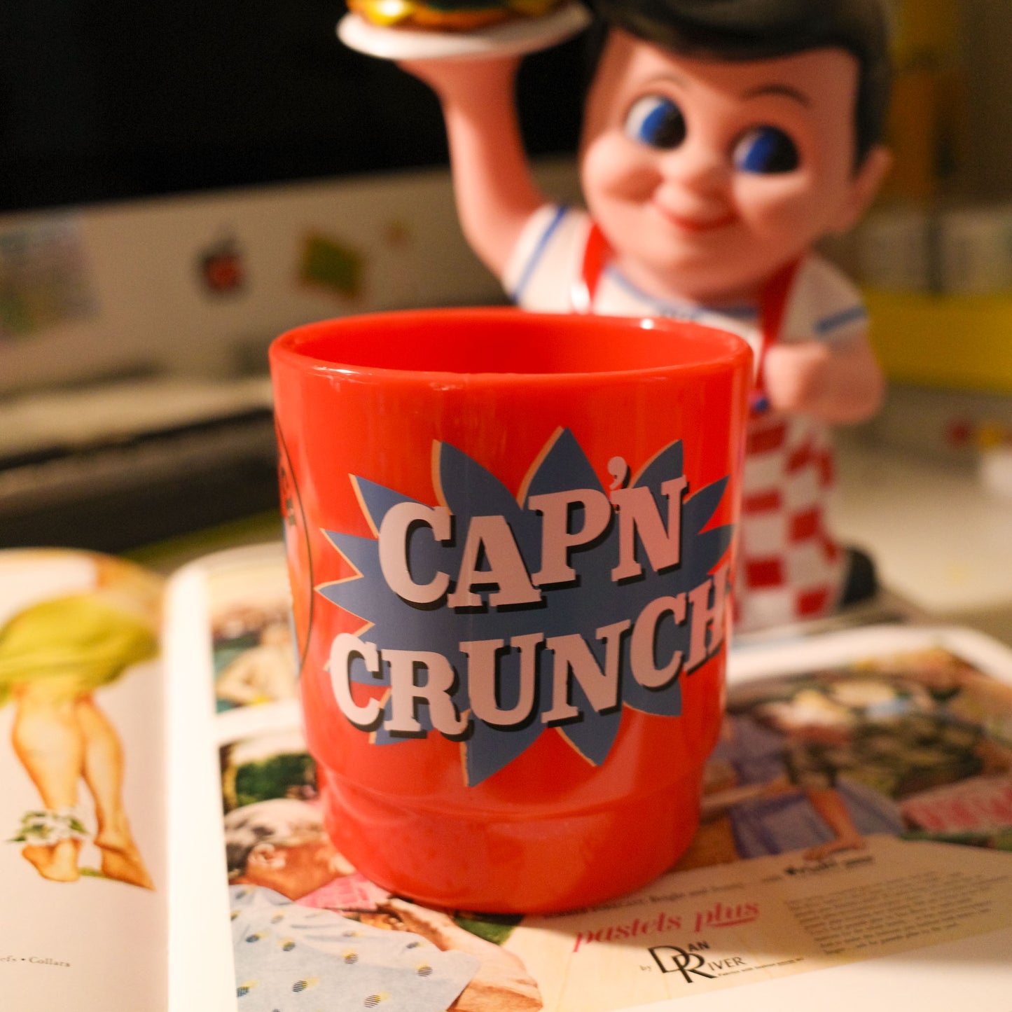 平替 Fire-king ｜復古廣告 Cap'n Crunch 廣告牛奶杯 Stacking Mug