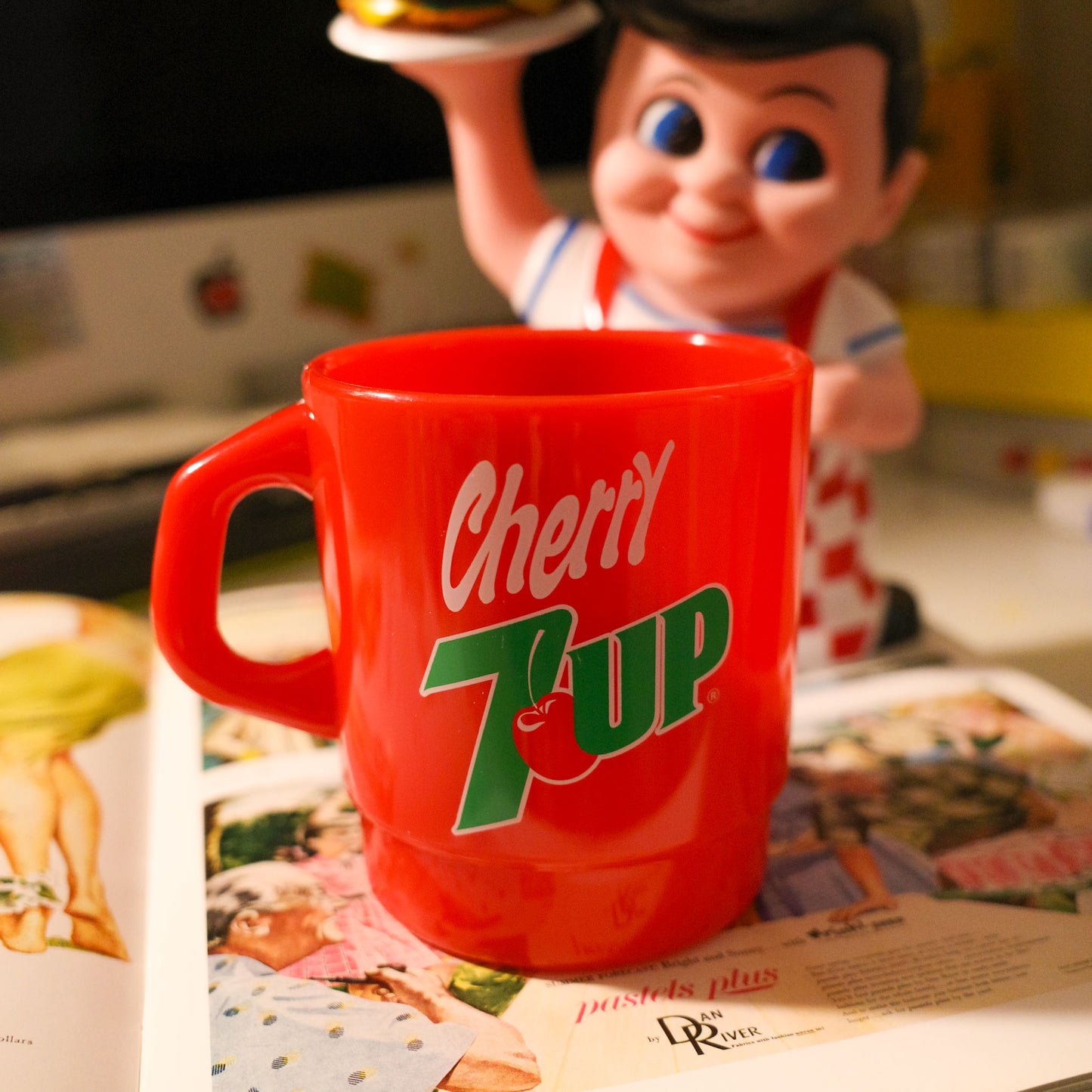 平替 Fire king｜復古廣告 7UP 廣告牛奶杯 Stacking Mug