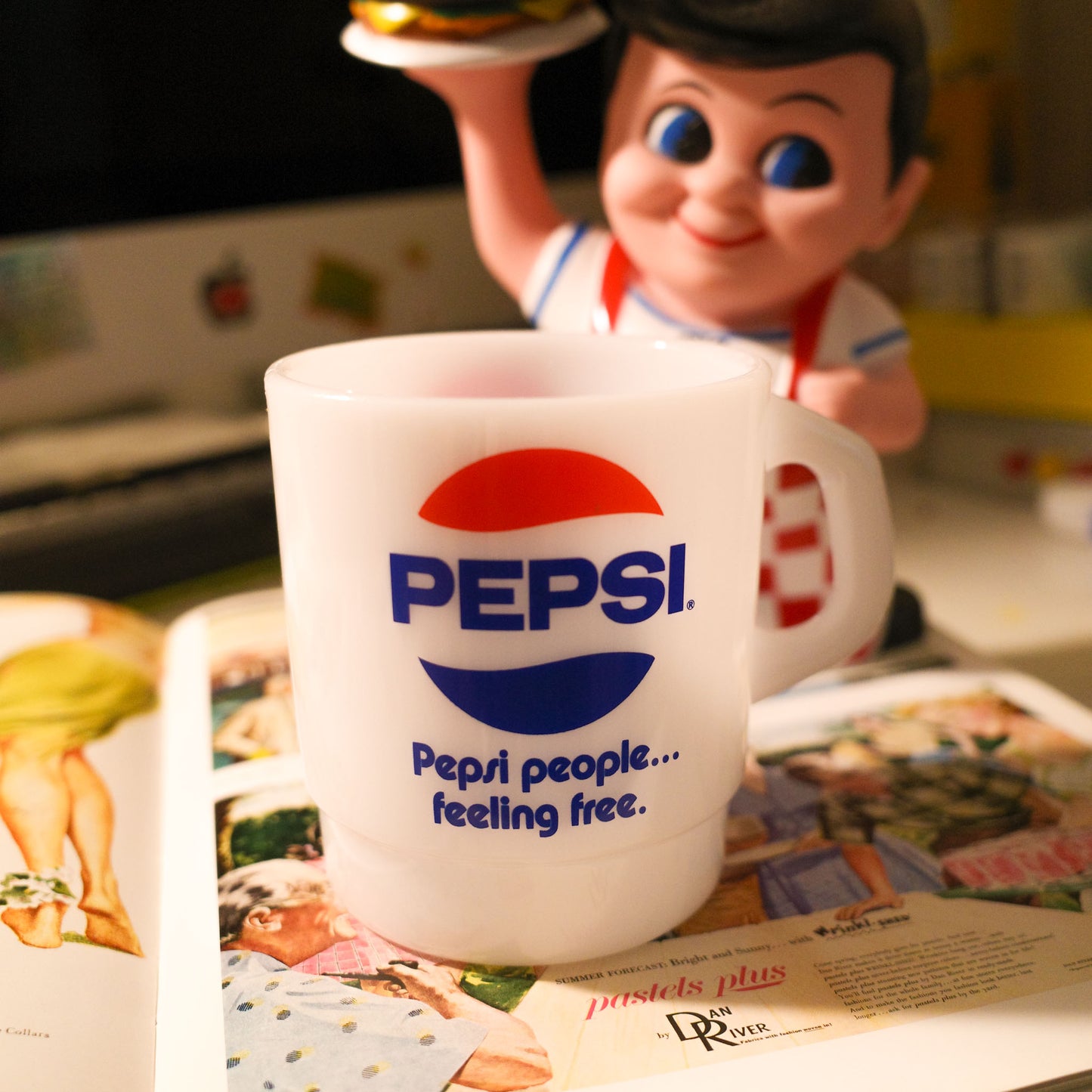 平替 Fire king｜復古廣告 Pepsi 廣告牛奶杯 Stacking Mug