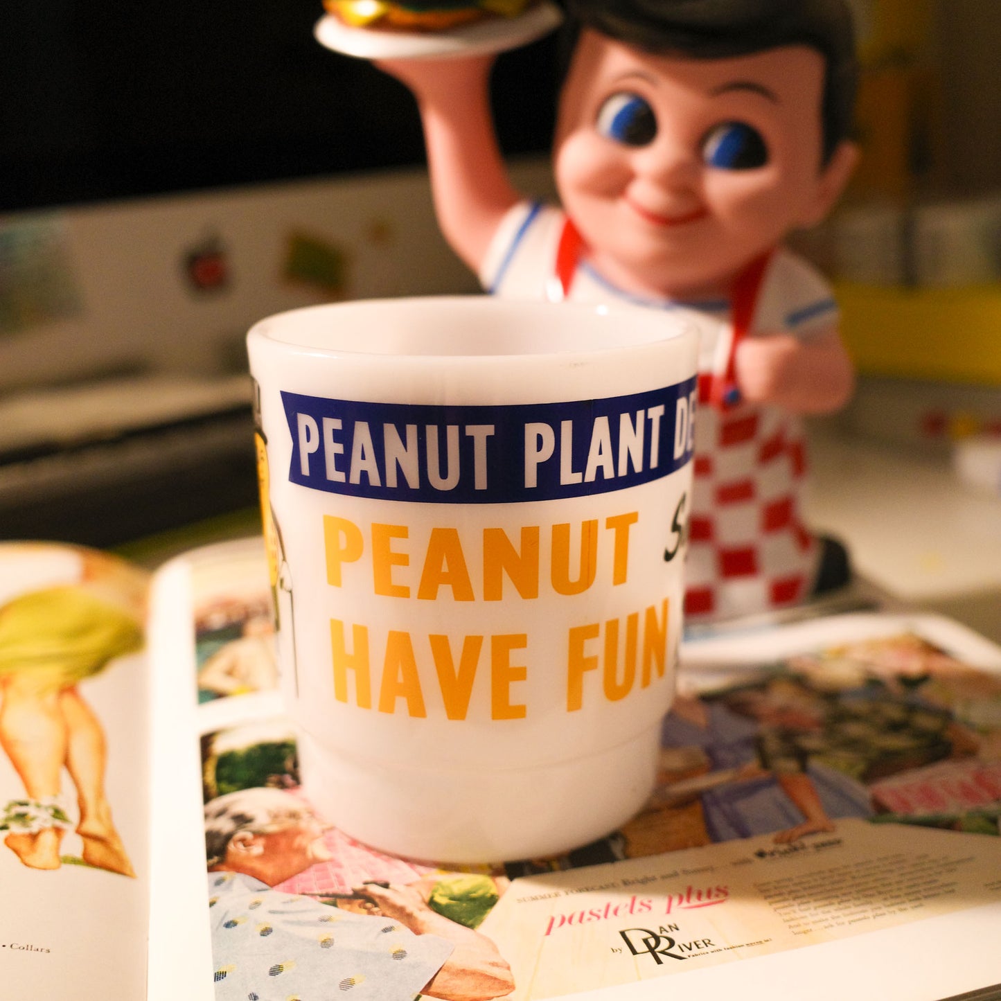 平替 Fire king｜復古廣告  Mr Peanut 廣告牛奶杯 Stacking Mug