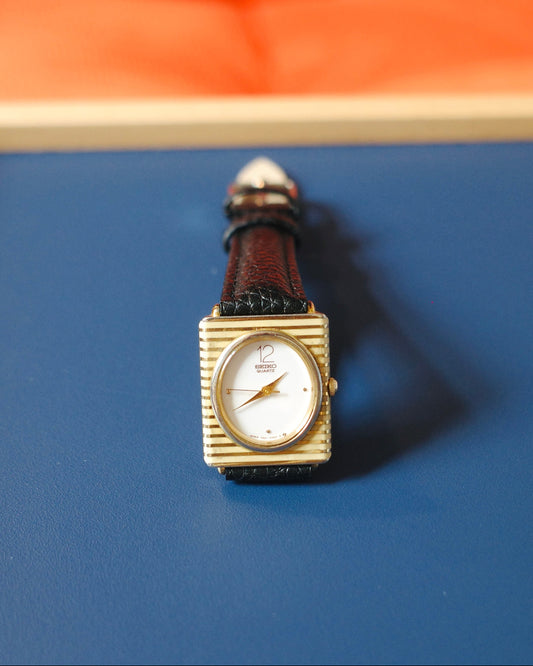 1985 Seiko Candy Art Deco Cream Ceramic square 7321-0350 Quartz Watch