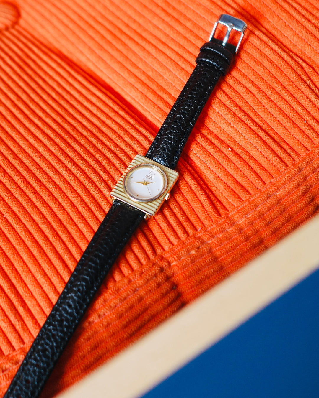1985 Seiko Candy Art Deco Cream Ceramic square 7321-0350 Quartz Watch
