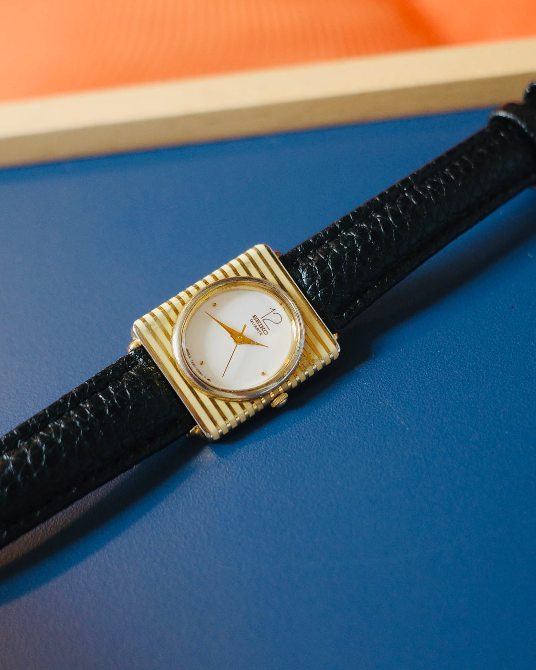 1985 Seiko Candy Art Deco Cream Ceramic square 7321-0350 Quartz Watch
