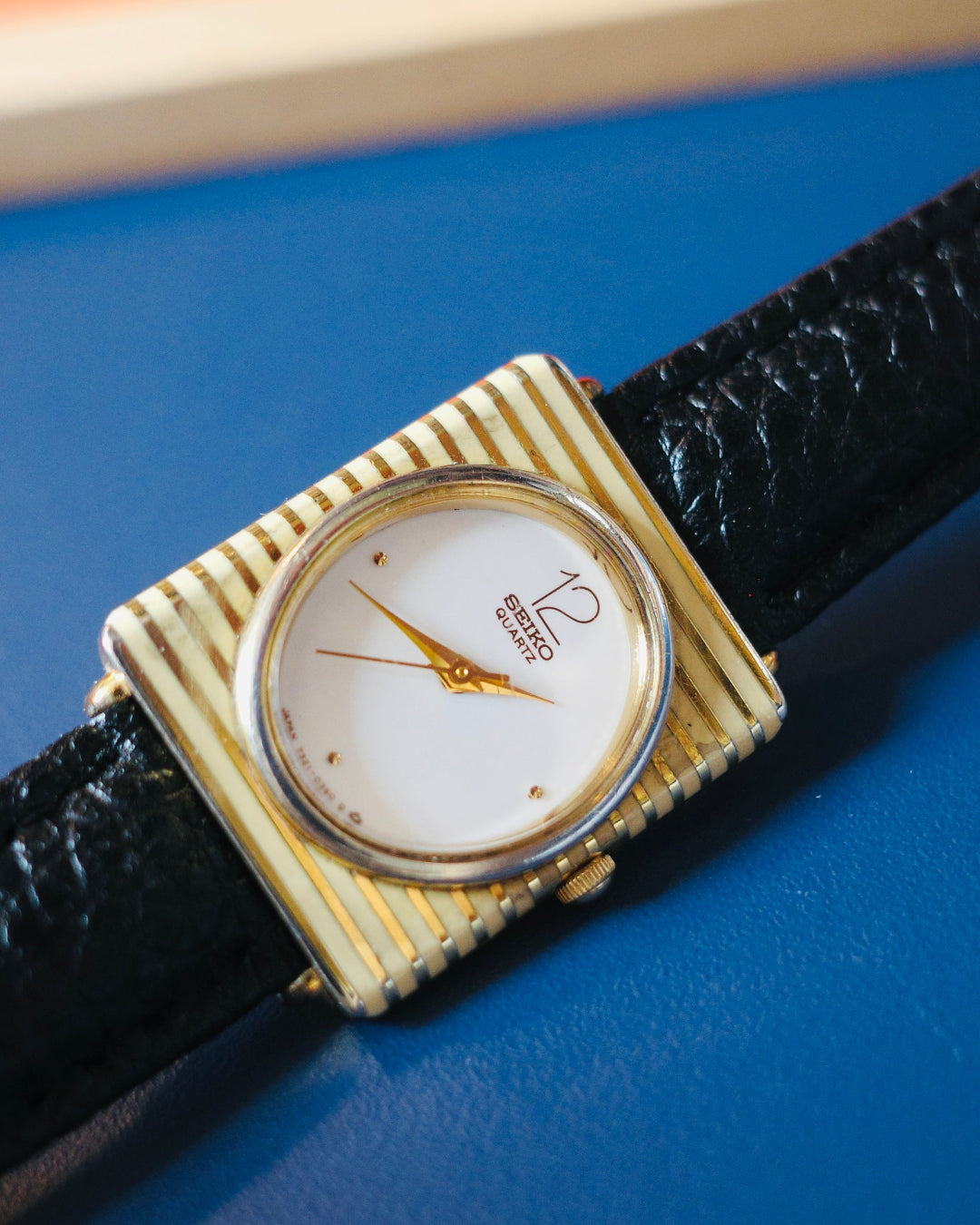 1985 Seiko Candy Art Deco Cream Ceramic square 7321-0350 Quartz Watch