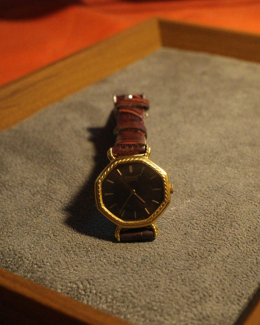 Seiko Black face 麥穗外框六角形石英錶