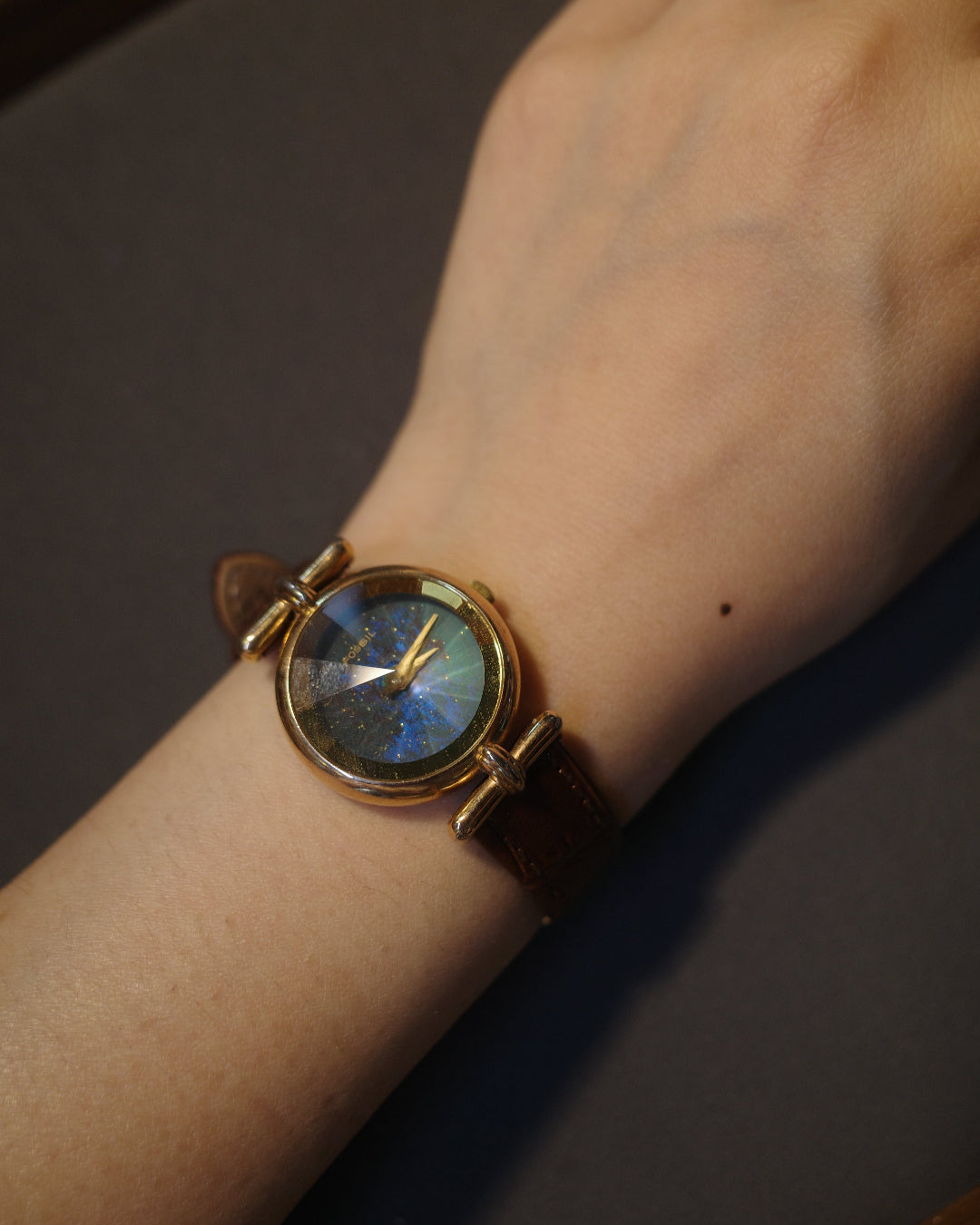 中古 Fossil Zodiacal Light Prism 星空閃閃石英 手錶