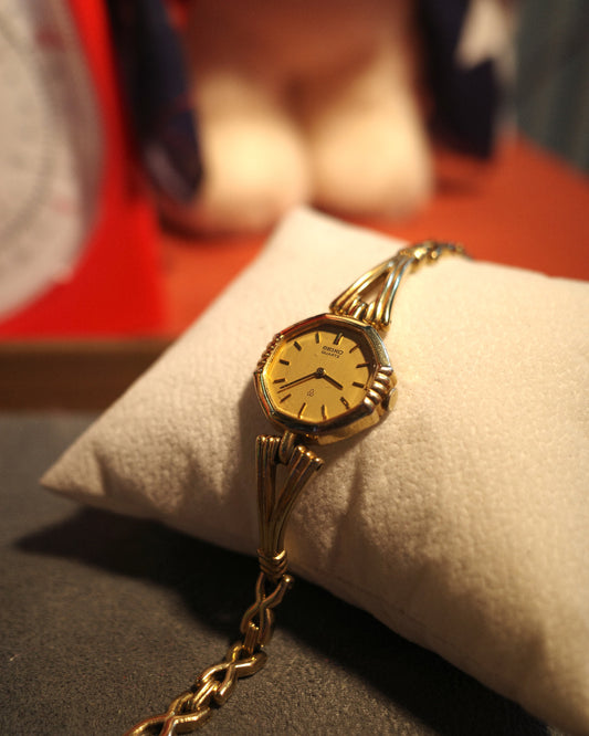 1990's Rare Gold-Plate Seiko Quartz Watch with Octagon Dial
