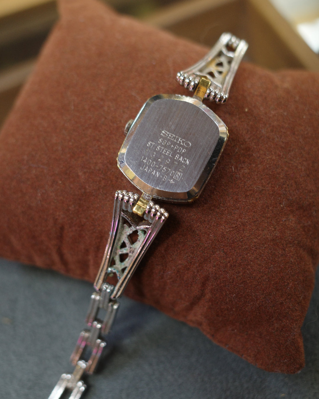 Vintage Seiko Two-tone hexagon Dial Quartz Watch, Hollow Design