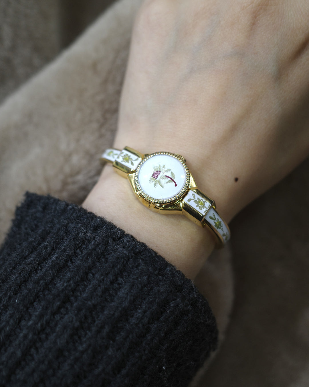 Vintage Curtis White flora bangle watch swiss made