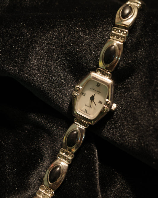 Vintage Chantilly Sliver stone gem Bracelet Quartz Watch
