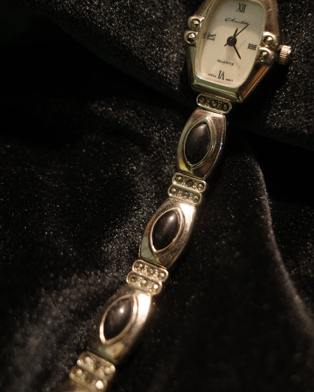 Vintage Chantilly Sliver stone gem Bracelet Quartz Watch