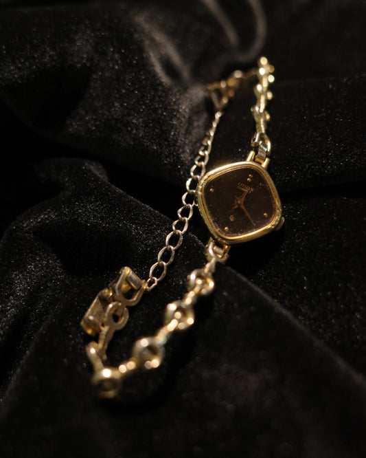 Vintage Citizen brown face Rhombus shape Bracelet Gold tone Quartz Watch
