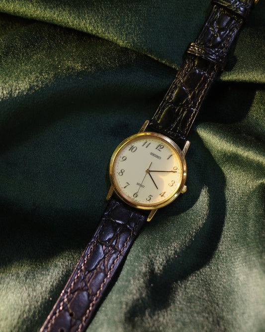 Vintage Gold-tone Seiko Spirit Watch Round Dial Arabic numbers 7n01-7060