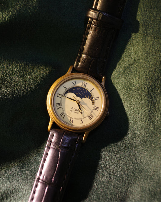 Vintage seiko alba sun moonphase roman dial watch 2D6767