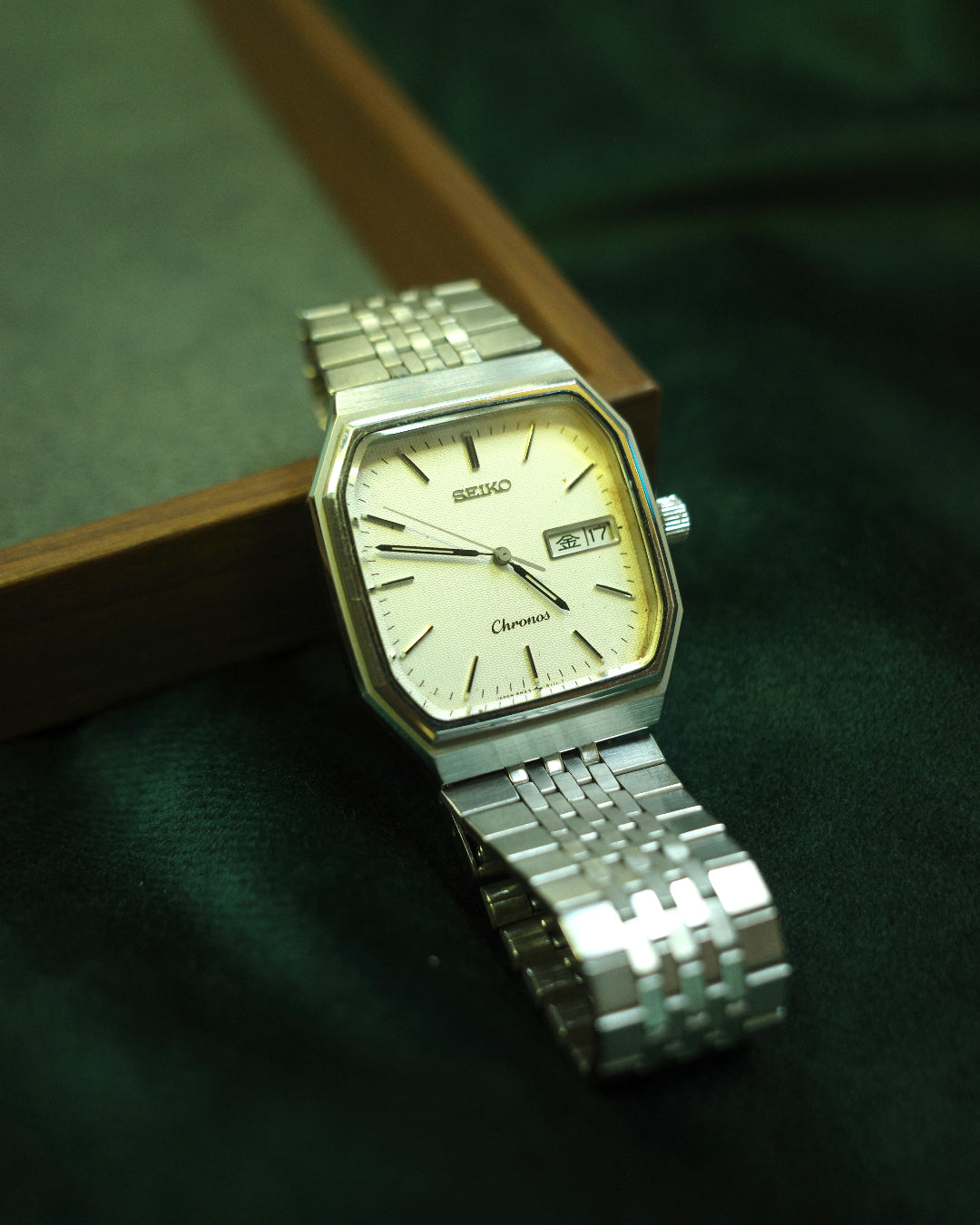 【 JDM】1981 Seiko Chronos JDM silver  Date Day snow flake watch 5H23-5100