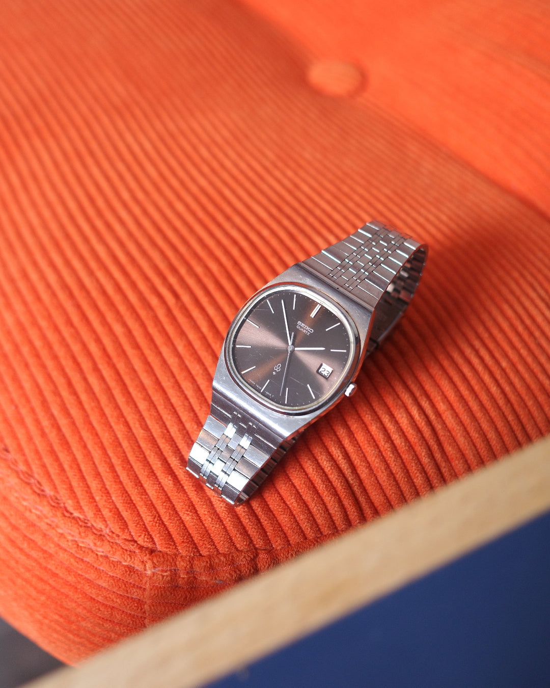 1988 Vintage Seiko Oval Chocolate Dial 7832-5010 TV Case Dark Brown
