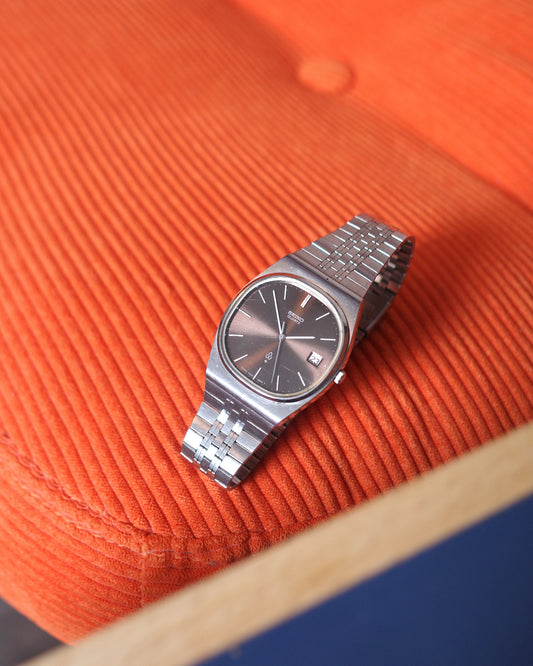 1978 Vintage Seiko Oval Chocolate Dial 7832-5010 TV Case Dark Brown