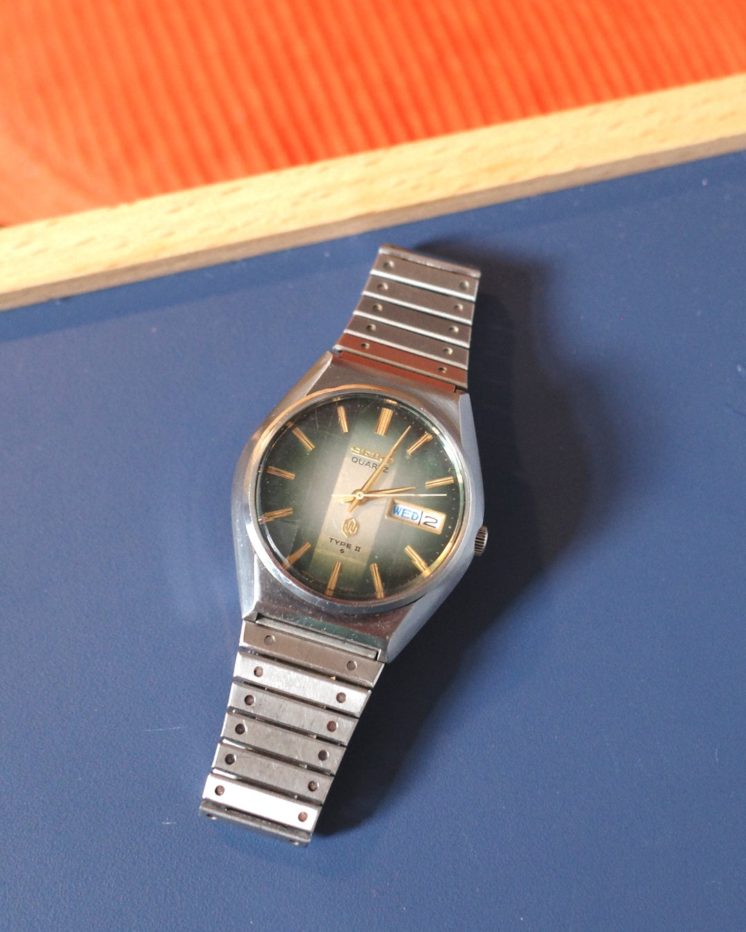 1976's SEIKO Green dial cut glass Type ii earlier quartz Watch JDM