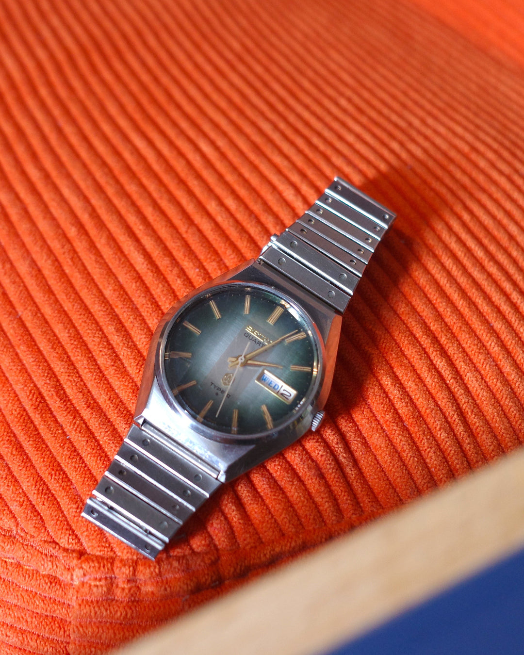 1976's SEIKO Green dial cut glass Type ii earlier quartz Watch JDM