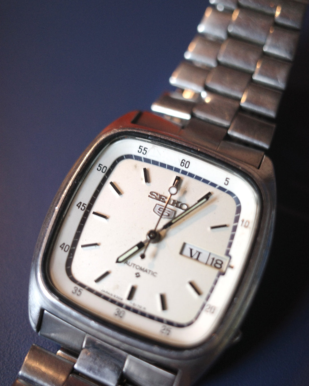 【JDM】Seiko 5 Square white "TV"  Automatic Watch 1970