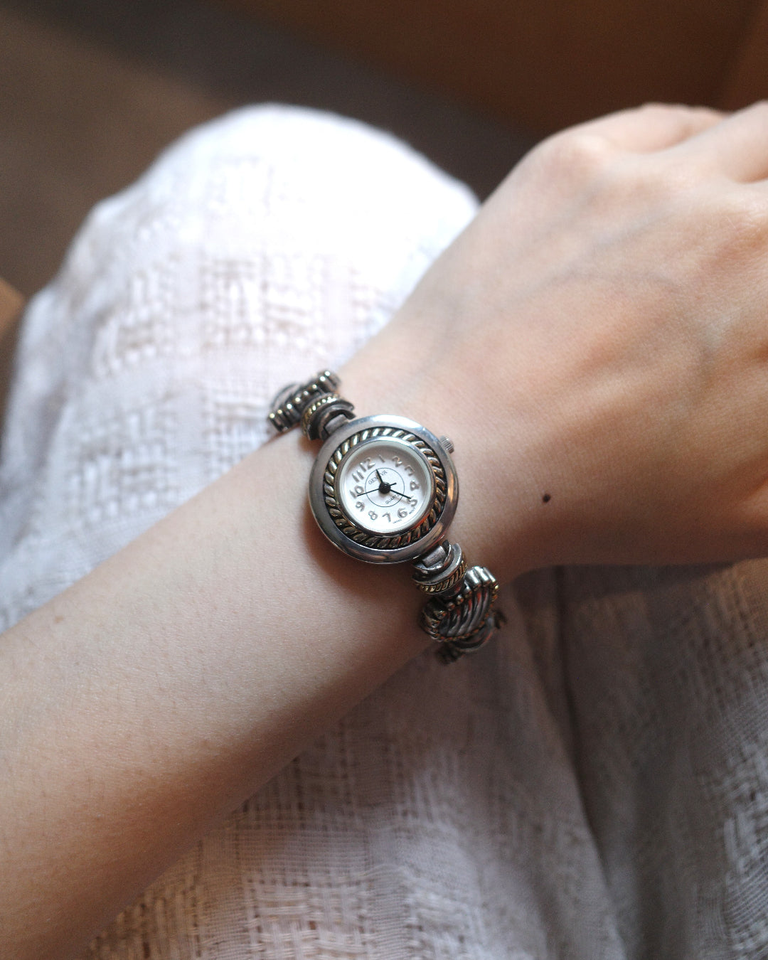 Geneva Heart silver plated Watch Bracelet