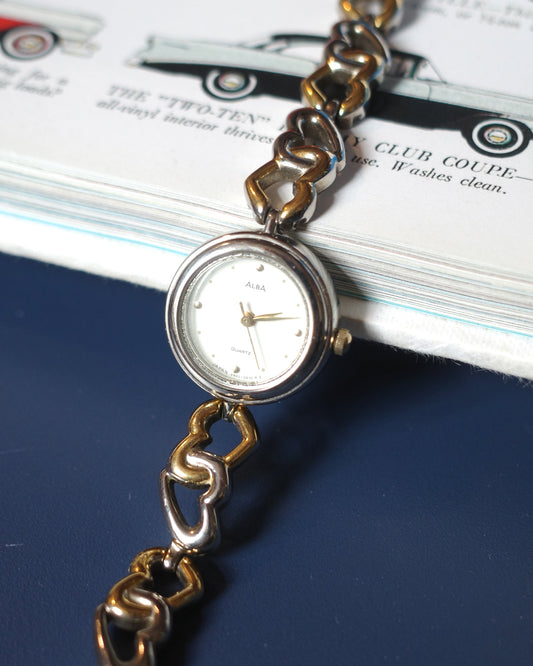 Seiko Alba heart to heart two tone quartz watch v4010-0190