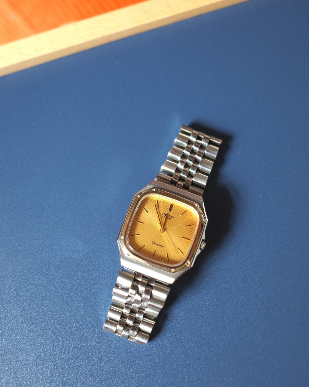 1986 Vintage Seiko Chronos square two tone Watch 7731-5130