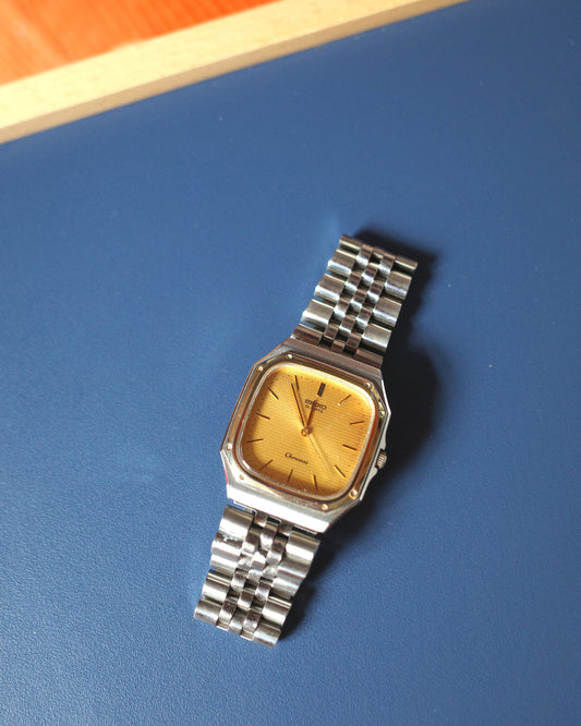 1986 Vintage Seiko Chronos square two tone Watch 7731-5130