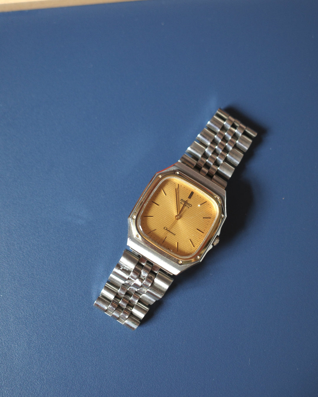 1986 Vintage Seiko Chronos square two tone Watch 7731-5130