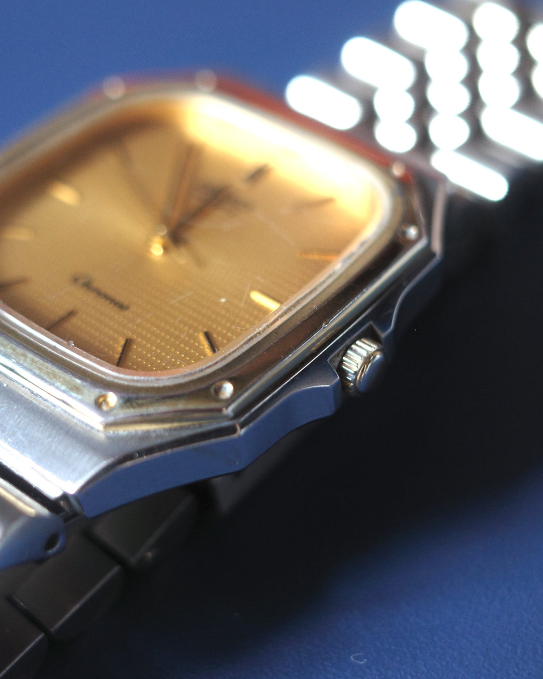 1986 Vintage Seiko Chronos square two tone Watch 7731-5130