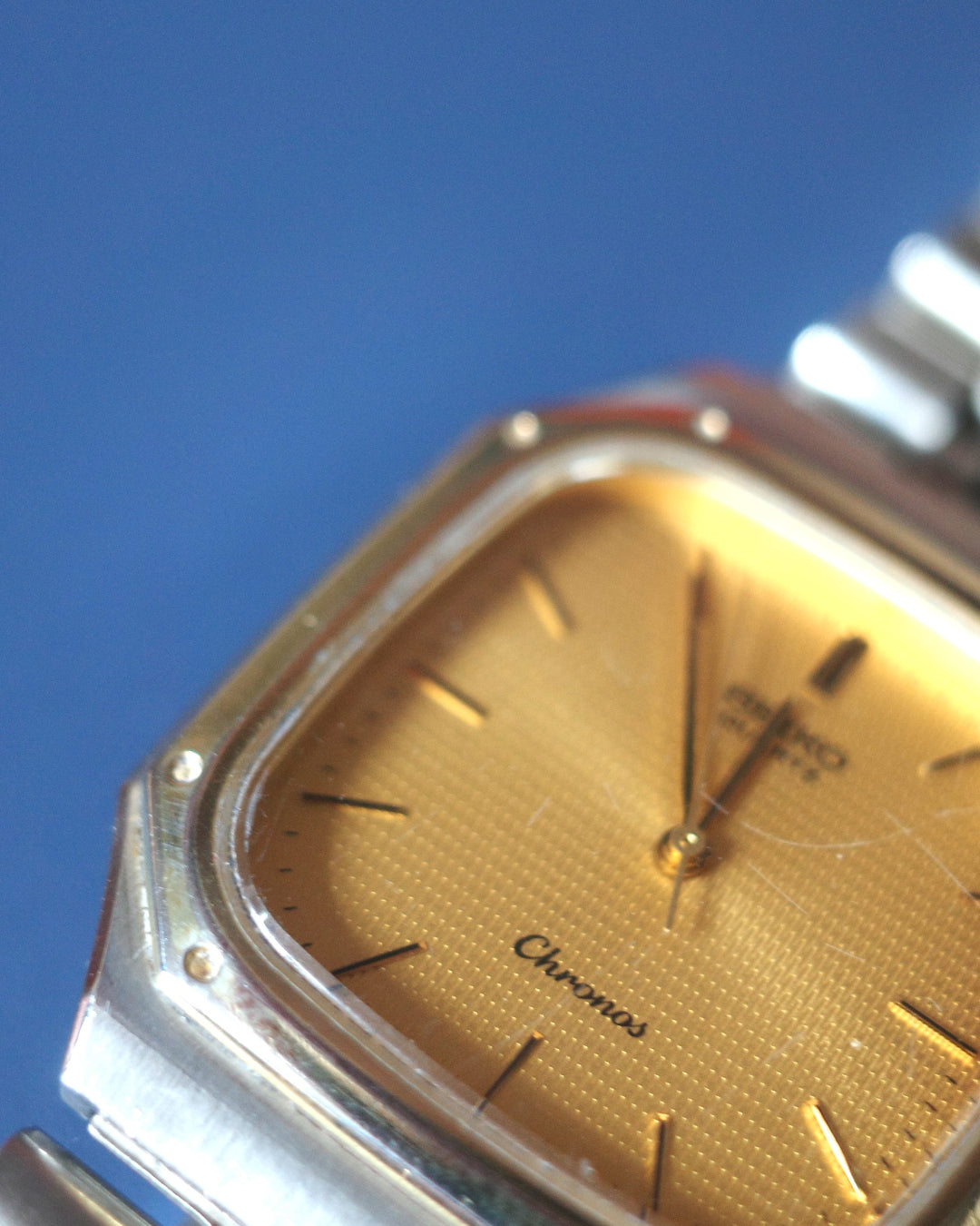 1986 Vintage Seiko Chronos square two tone Watch 7731-5130