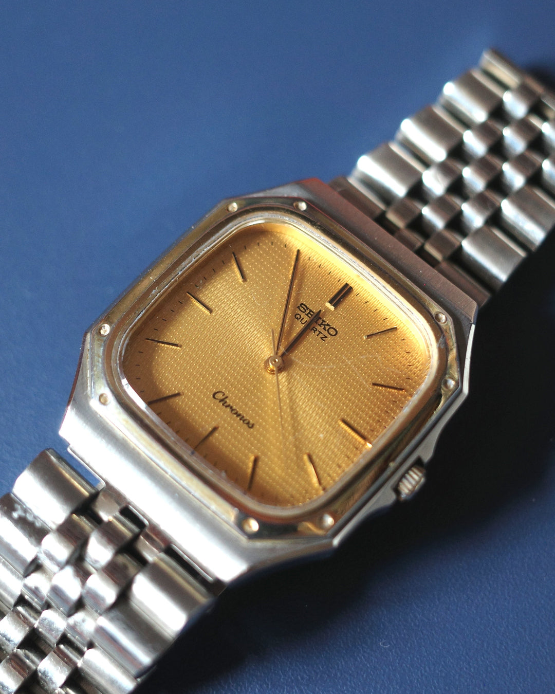 1986 Vintage Seiko Chronos square two tone Watch 7731-5130
