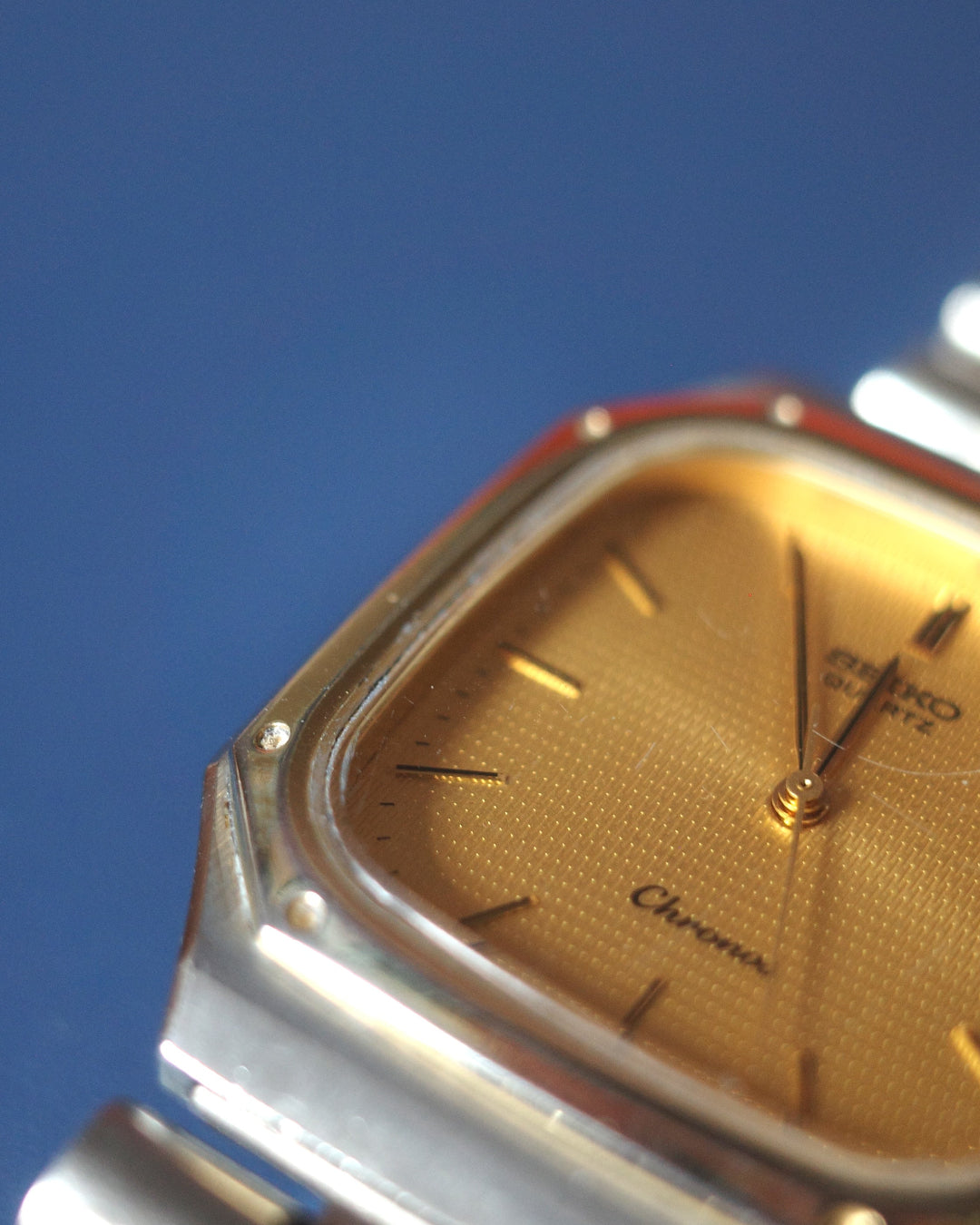 1986 Vintage Seiko Chronos square two tone Watch 7731-5130