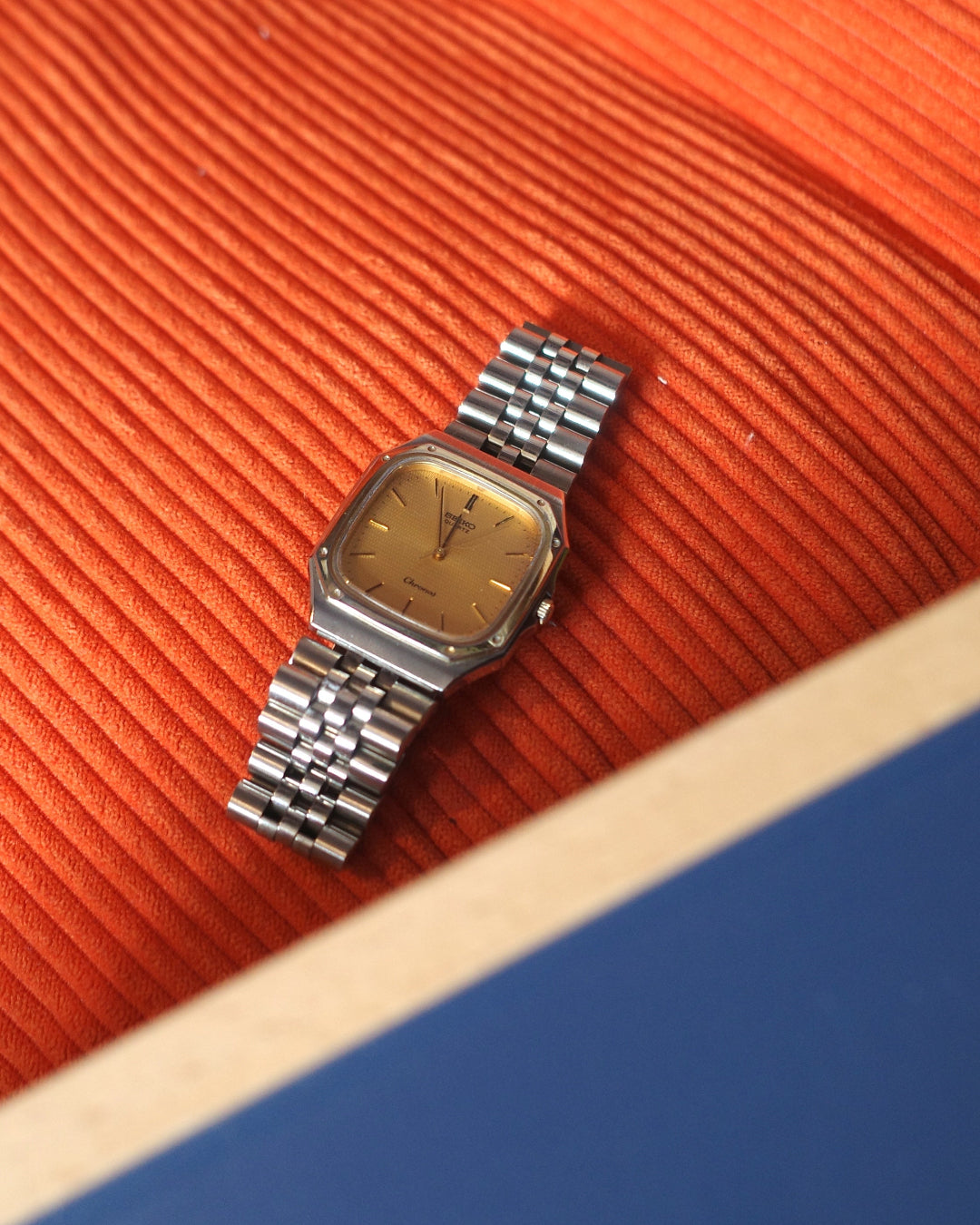 1986 Vintage Seiko Chronos square two tone Watch 7731-5130